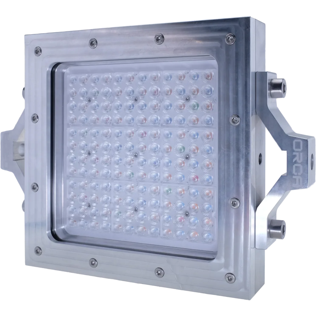 Underwater LED Light - ORCA COLOR - Front View ISO - with ORCA brackets